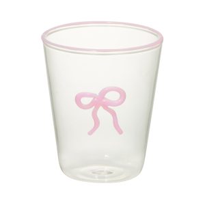 Ribbon Glass Tumbler Pink